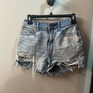American Eagle Outfitters Faded Light Blue Distressed Denim Shorts